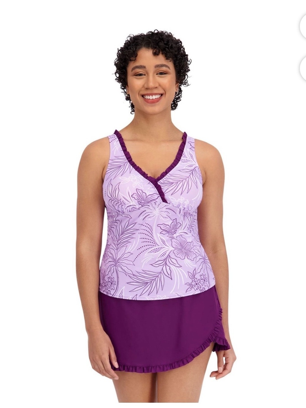 ZeroXposur Women's 2 Piece Ruffle Tankini Set
